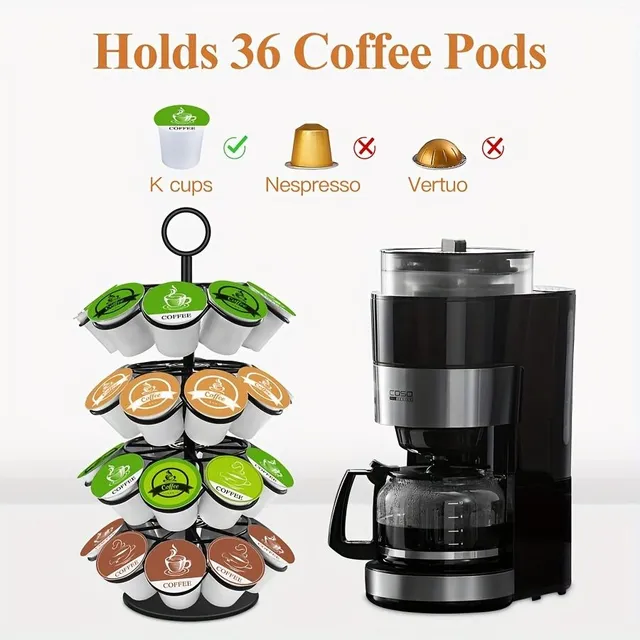 Stand On 1pcs Pod, Holder On Coffee Capsules Swimming O 360 Degrees, Multilayer Organizer On Saving Coffee Capsules, For Capacity 36, Do Kitchen, Bar A Restaurant, Kitchen Organizers and Storage, Kitchen Accessories Coffee Bars