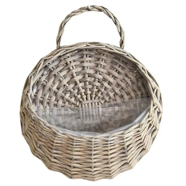 Hanging wicker retro flower basket