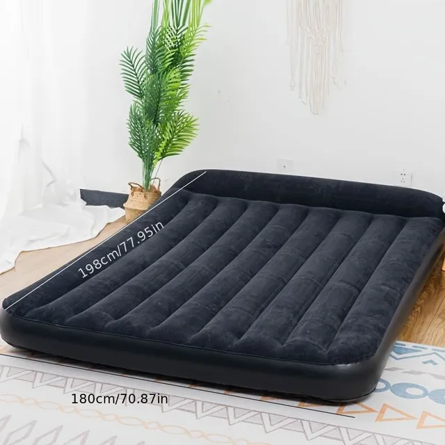 1pc Portable Inflatable Mattress, Bed With Air Pillow For Home Break At Lunch, Outdoor Camping, Stan