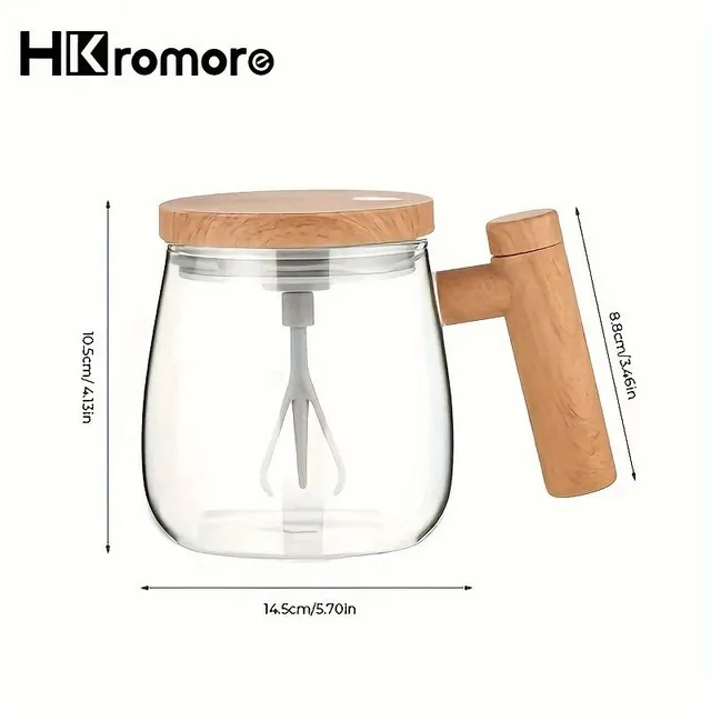 Self-mixing coffee mug 400 ml of borosilicatic glass