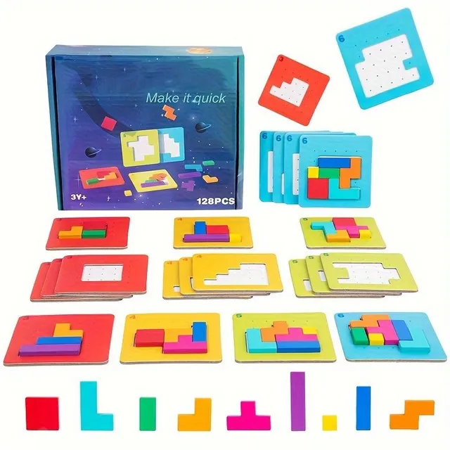 Geometric jigsaw puzzle - educational table game for fast fighting and interaction