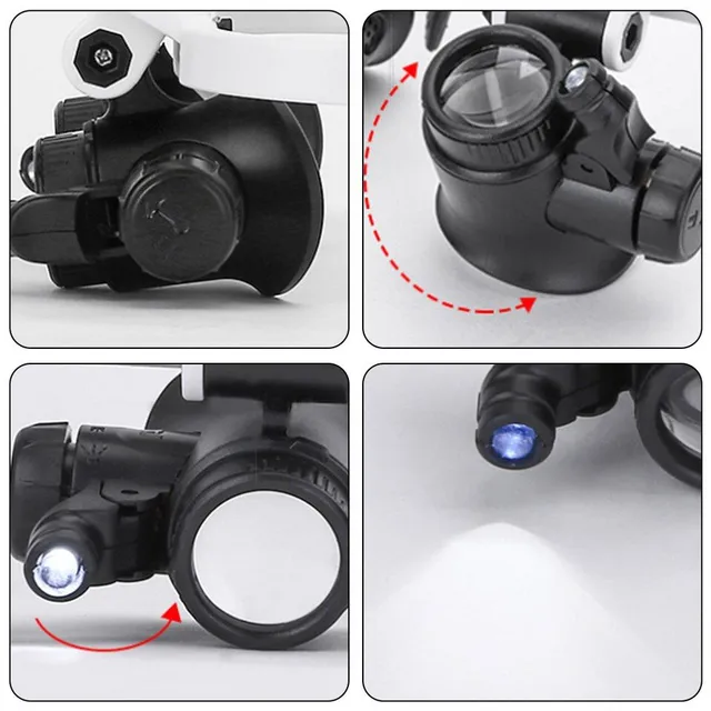 Magnifying glasses with microscopic magnifying glass and LED light