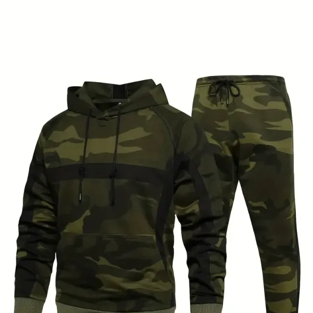 Men's 2-piece set Camo: Stylish sports sweatshirt and jogger sweatpants