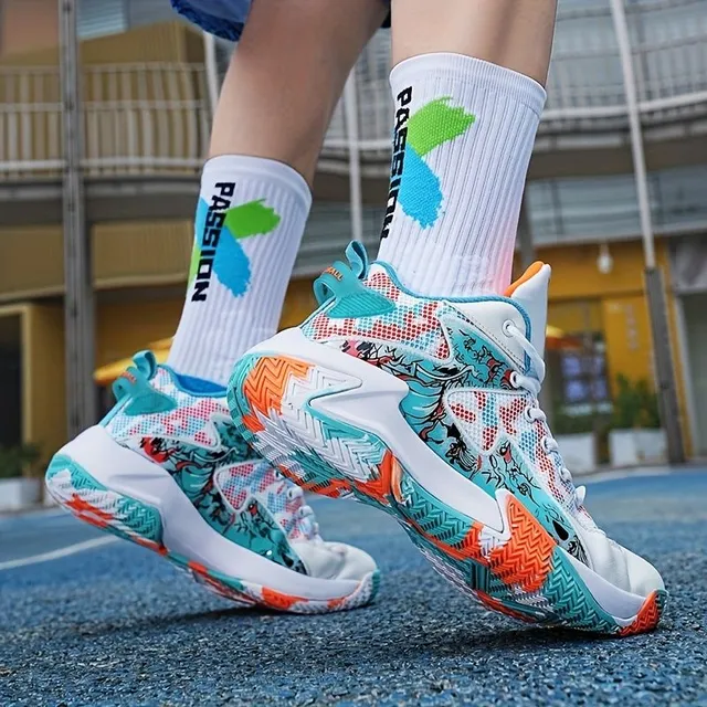 Basketball shoes with graffiti