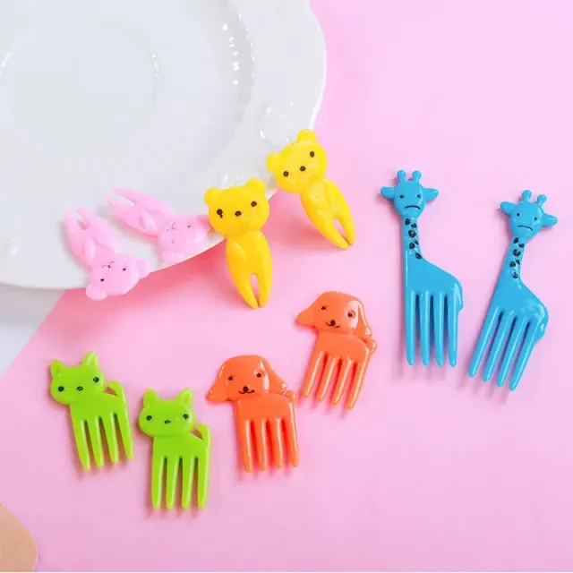 6/10pcs Cute Baby Forks with Cartoon Fruit