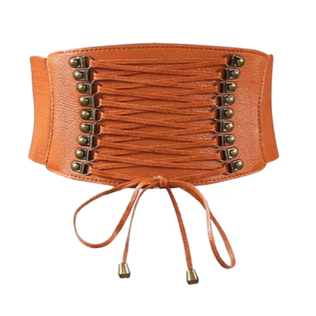 Wide leather belt with lace - more colors