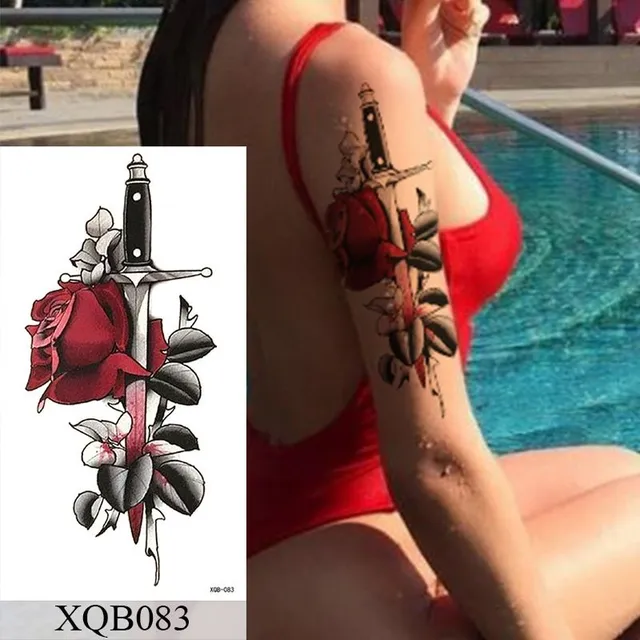 Női vízálló hamis tetoválás a felkaron