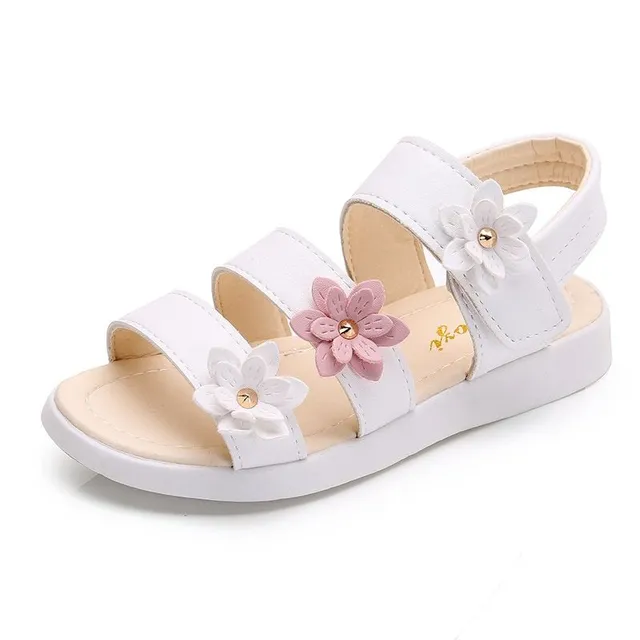 Modne sandały dla dziewczyn z kwiatowym dekorowaniem