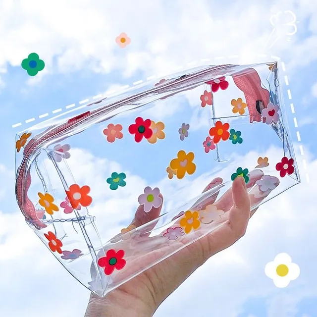 Transparent school pencil case with different motifs