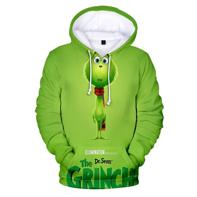 Unisex stylish hoodie Grinch with hood B 120cm