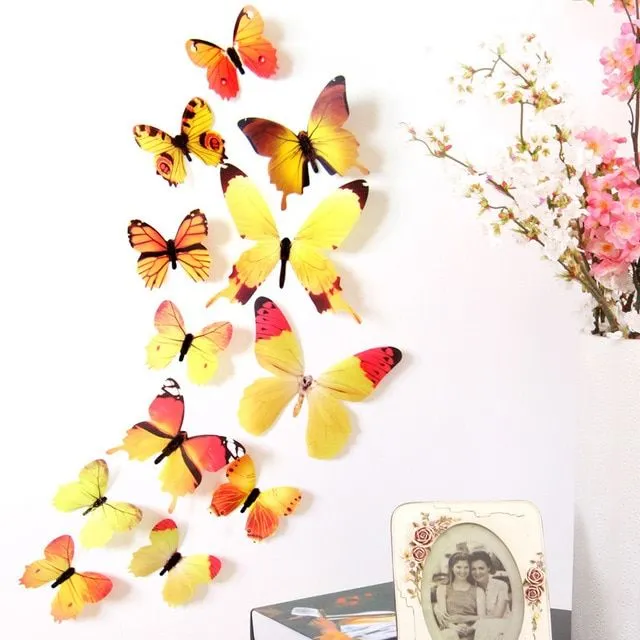 3D nálepka na stenu motýle 12k