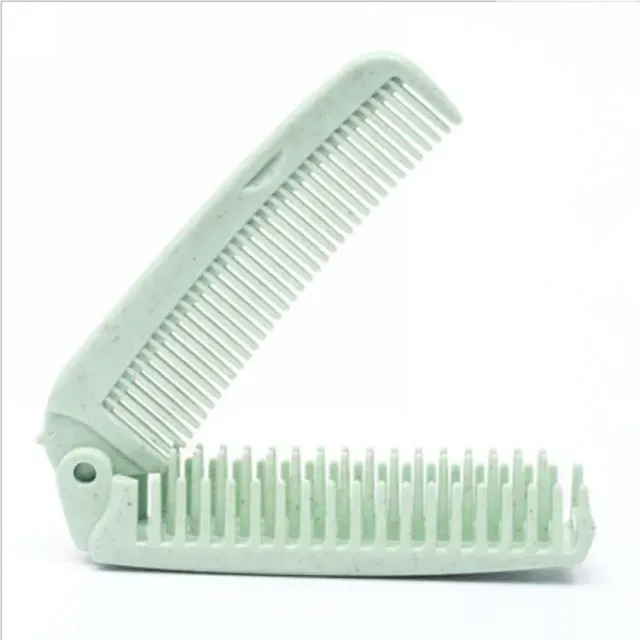 Portable folding comb and hairbrush made of wheat straw