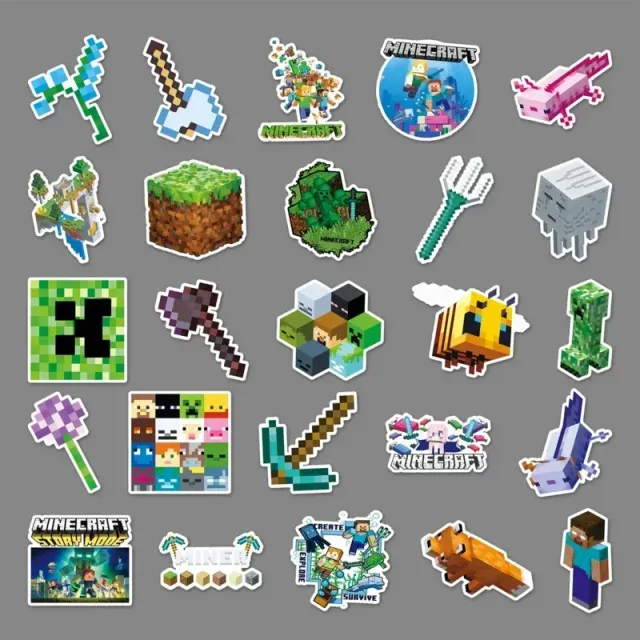 50 pcs stylish stickers with random motifs of the popular Minecraft game