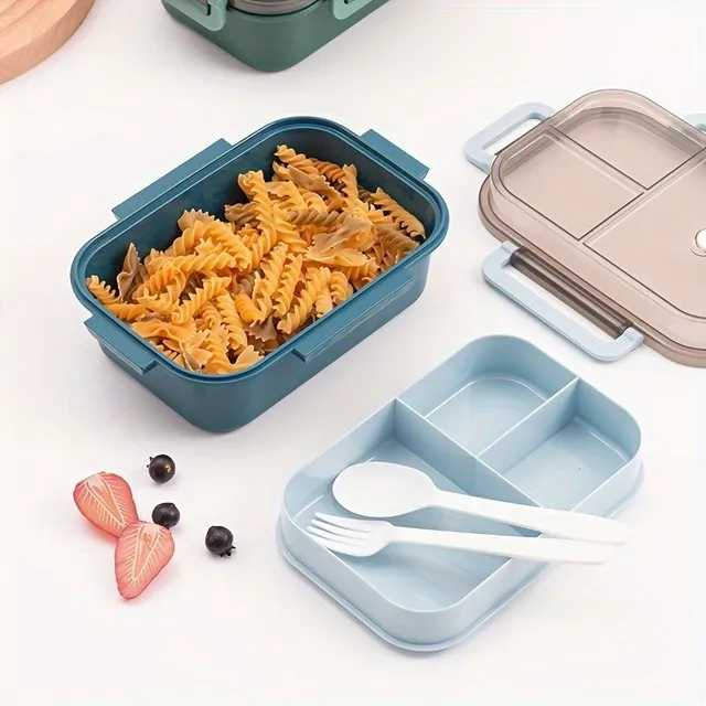 Practical two-storey microwave food box with spoon