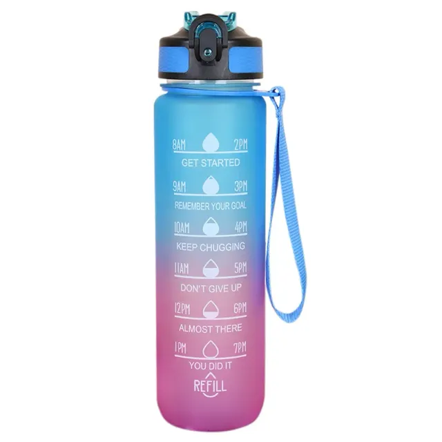 1000ml Water bottle - Motivating sports bottle with drink