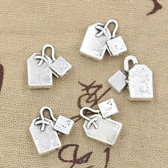 15 kusů přívěsků 'Čajový sáček' - pro vlastní výrobu šperků ve stříbrné barvě