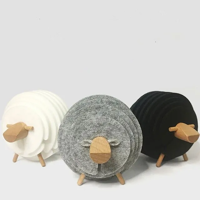 Coasters with sheep-shaped stand 14 pcs