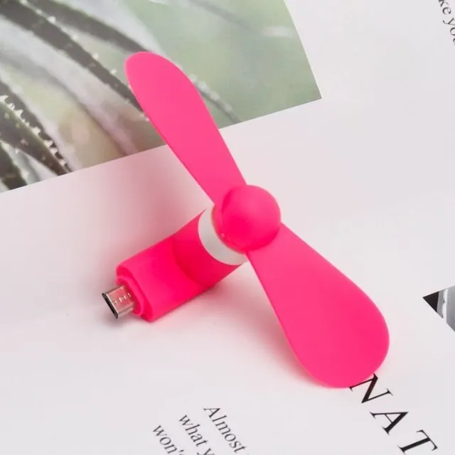 Practical mini fan with micro USB connector for plugging into a mobile phone - more colours