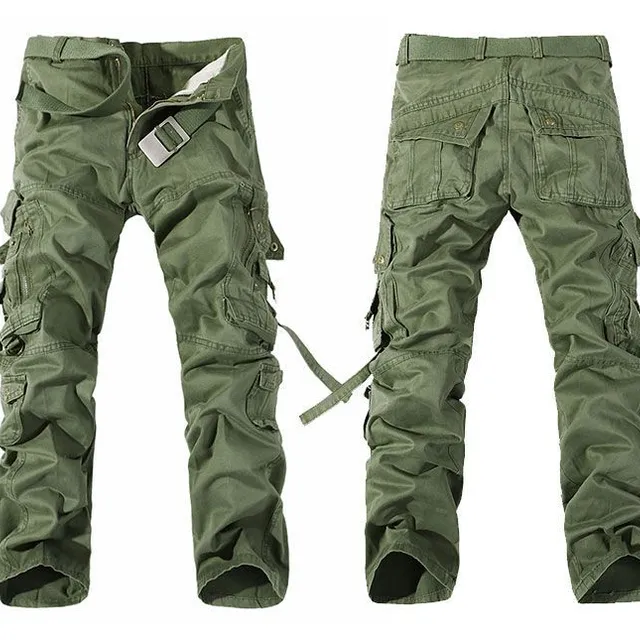 Pantaloni eleganți pentru bărbați cu buzunare Military