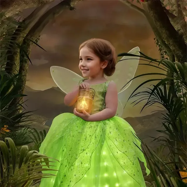 Manó Tündér jelmez lányoknak, finom hálós szárnyakkal - Fairy Tale Adventure