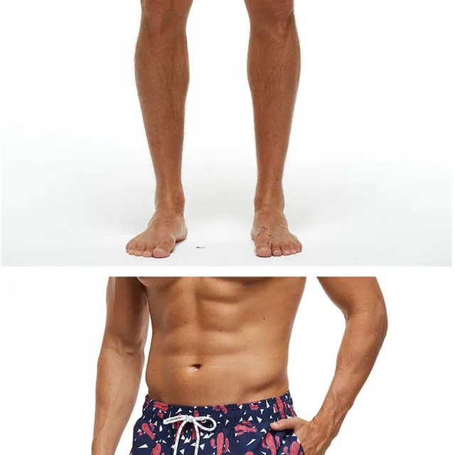 Men's quick-drying swim shorts with mesh lining and print