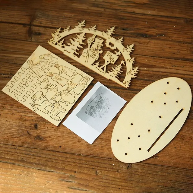 Wooden nativity scene