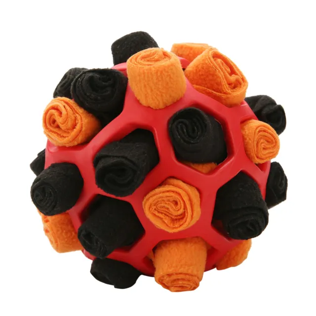 Interactive ball toy for dogs with treat dispensing, whistling and teeth cleaning function