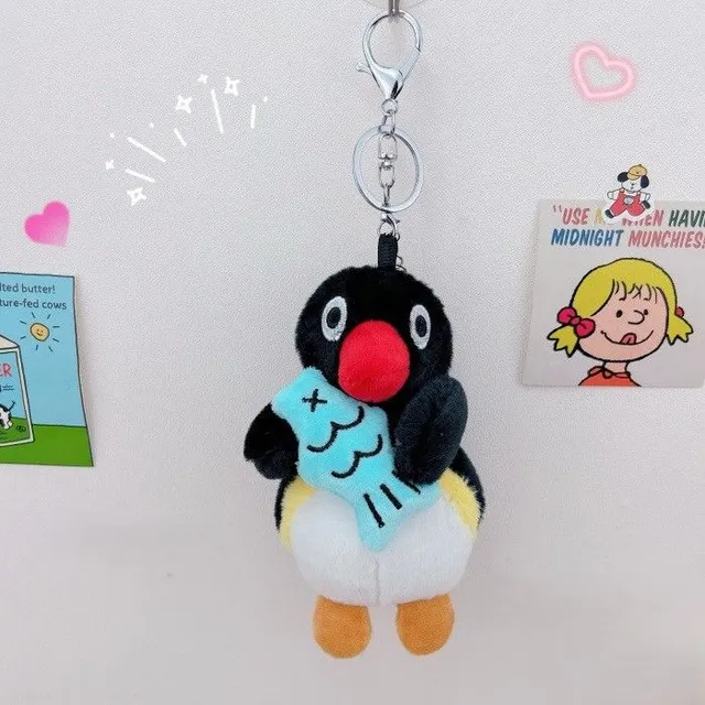 Pingu Penguin plush toy with carabiner for hanging on bag