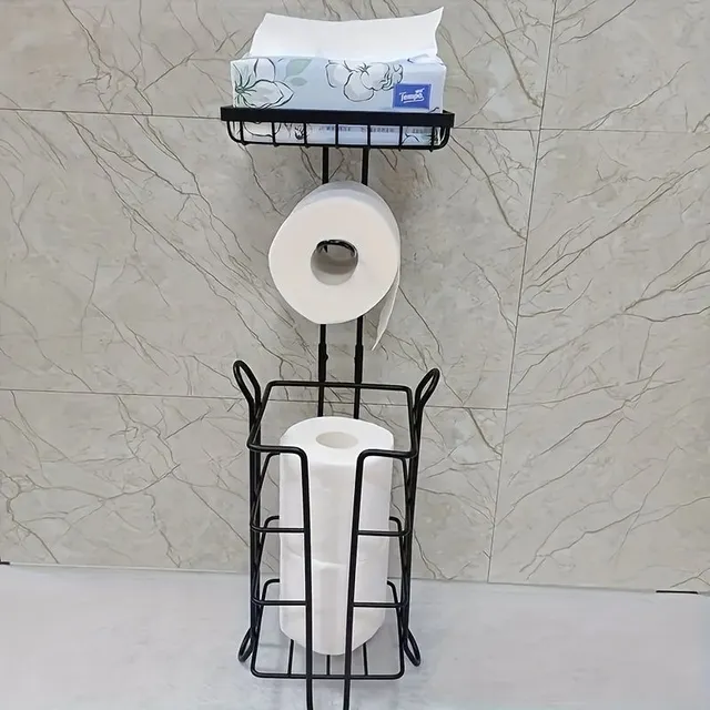 Viacúčelový stojan na papierové utierky z kovu s telefónnym držiakom, na kúpeľňu
