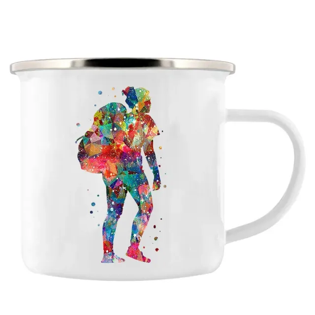 Mug émaillé d'aventure pour le camping en cadeau