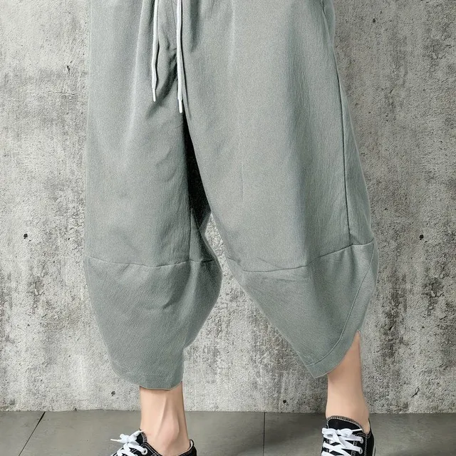 Men's Harem Pants with Control String in Hip Hop Style, Lee, Vintage, Wide Nohavice, shortened, Spring/Summer