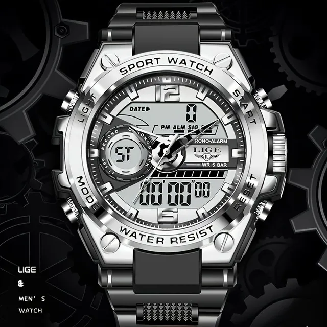 Men's digital sports watch - water resistant, LED - various colours