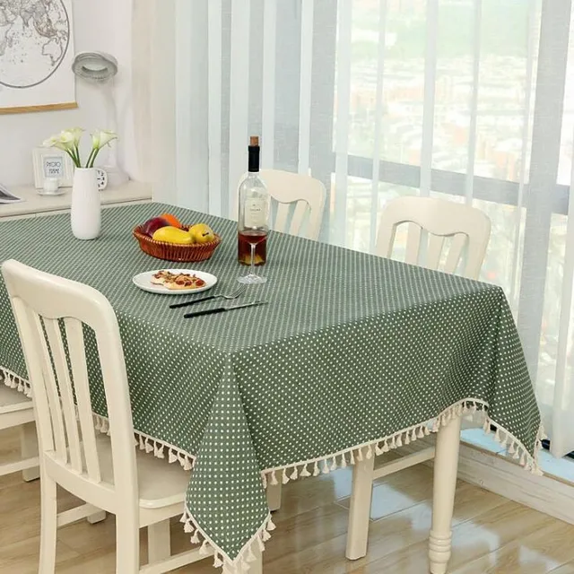 Tablecloth for dining table with fringe