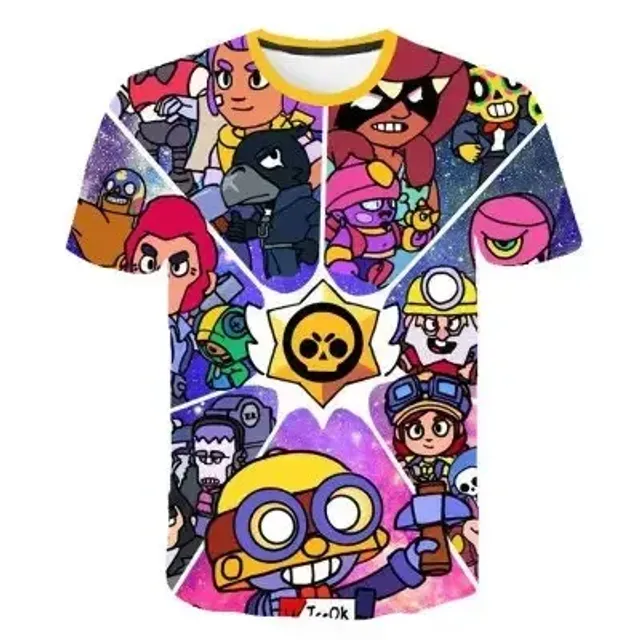 Koszulka unisex z kolorowymi nadrukami w motywy Brawl Stars