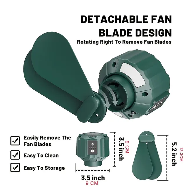 Charging fan with battery light with hook, remote control, 3 speeds and 3 light levels