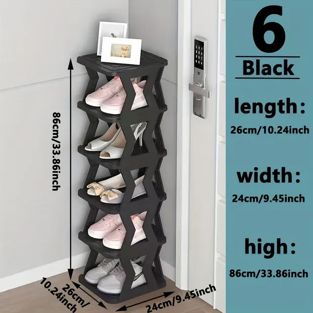 Folding shoe with 2 shelves for space saving