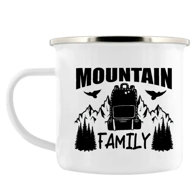 Adventure enamel mug for camping as a gift