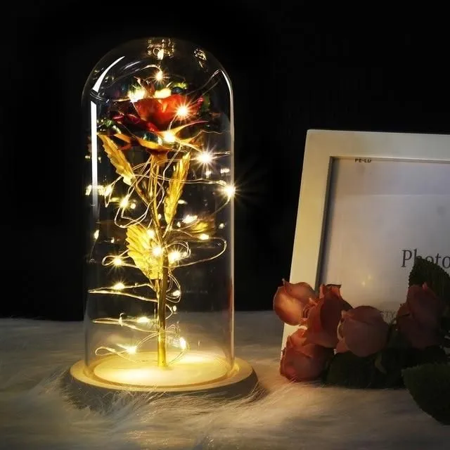 Okouzlující skleněná kopule LED String Rose