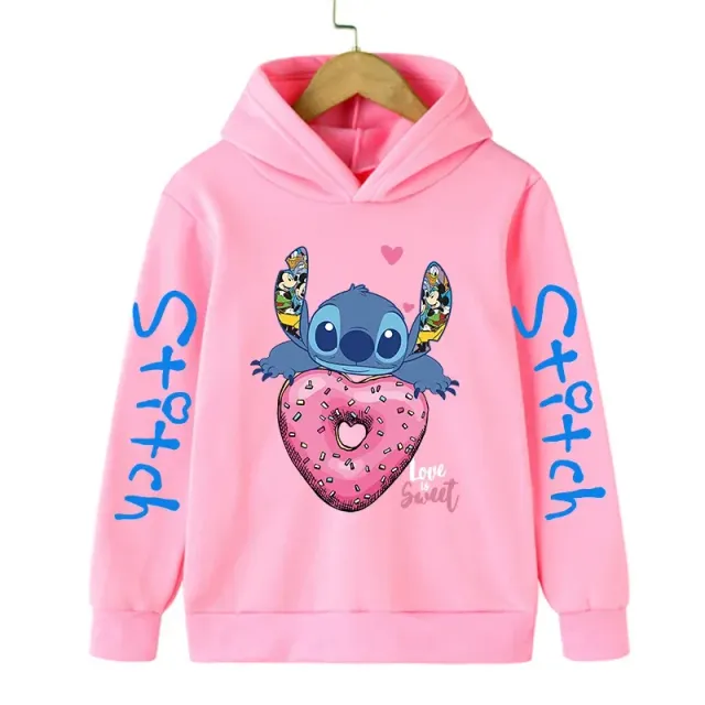 Bluza pentru copii cu glugă și imprimeu drăguț Stitch