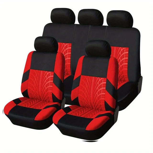 Universal car covers made of 9 parts with tyre motif for 5 seats