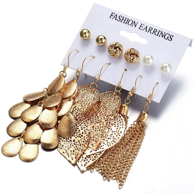 Luxury original set of modern trendy earrings in different shapes and sizes Newman