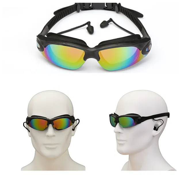 Stylish swimming goggles with earplugs + nose clip