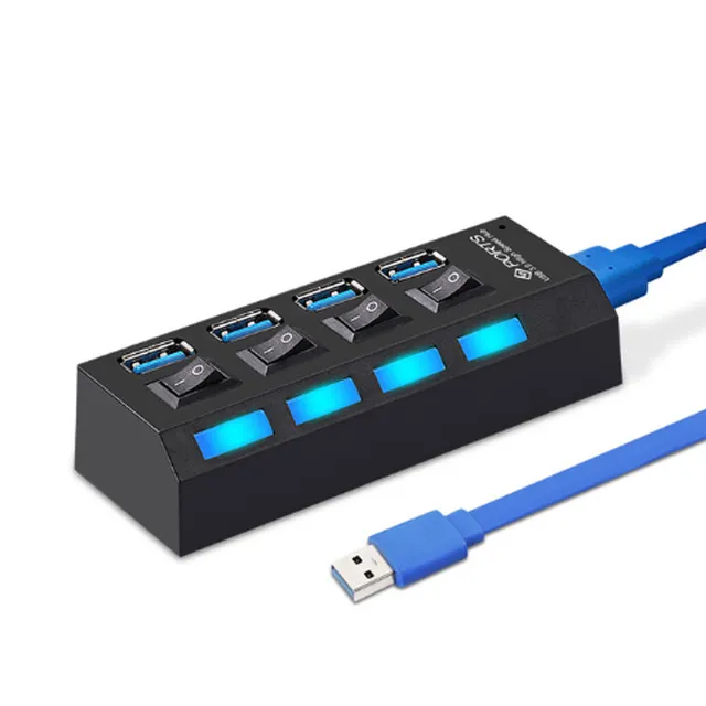 USB hub with switches and LED signal