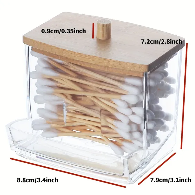 Practical organizer for cotton bars and tampons with wooden lid