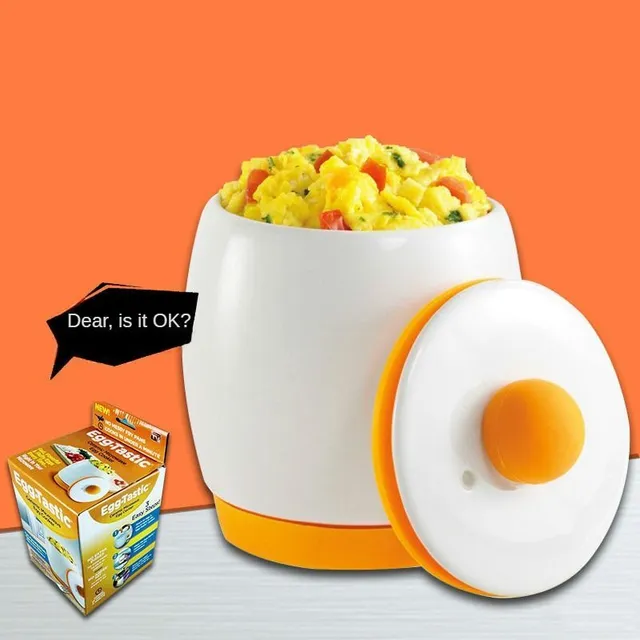 Mikrovlnný vařič vajec Egg-Tastic - Nadýchané vejce, napařovač, vařič na měkko a natvrdo, mini keramický hrnec na vejce s pokličkou
