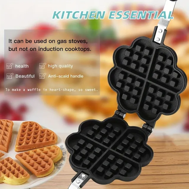 Heart shaped waffle maker - for easy and fun baking waffles, perfect gift for sweet lovers