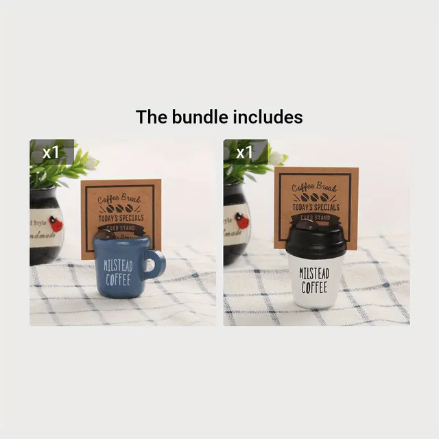 1pc Wooden note stand in the shape of coffee cup