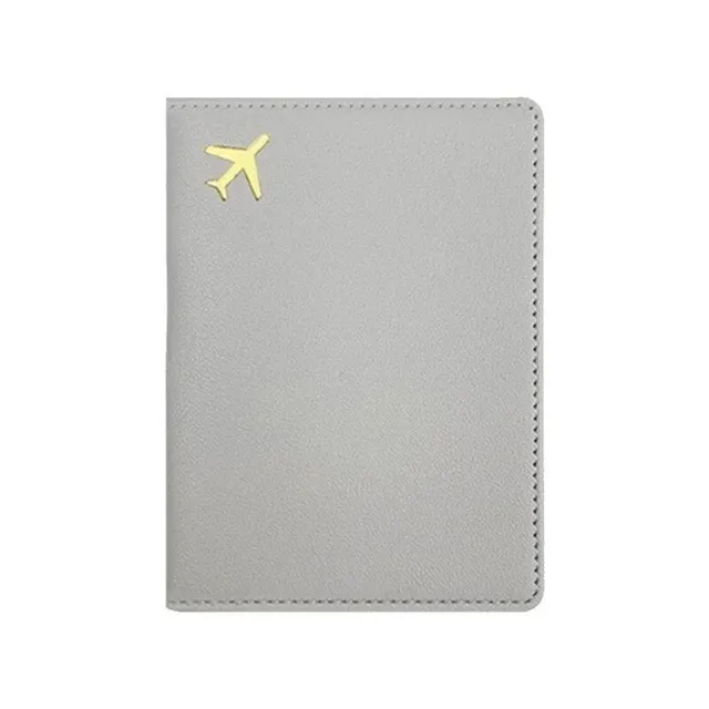 Fashion travel cover for PU leather passport with engraving of aircraft motive - passport protection and credit cards