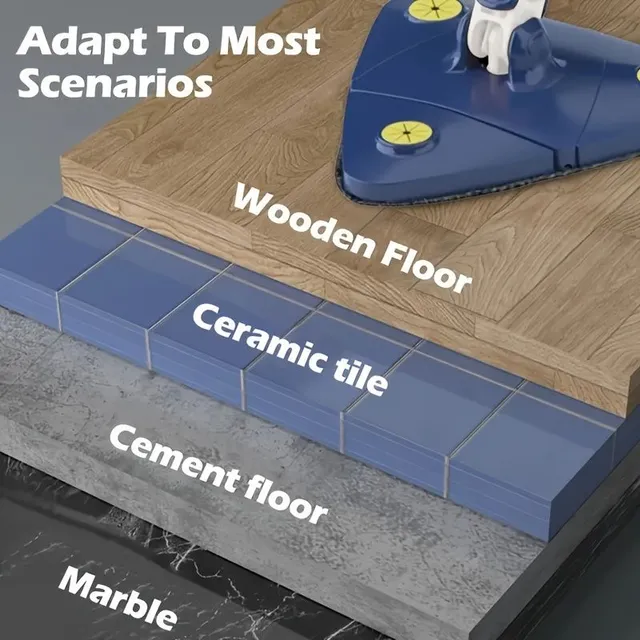 Mop rotativ 360° cu mâner lung detașabil, cap de curățare triunghiular, racletă profesională pentru feronerie, potrivit pentru podele/tavane/colțuri/sticlă - Servicii de curățenie