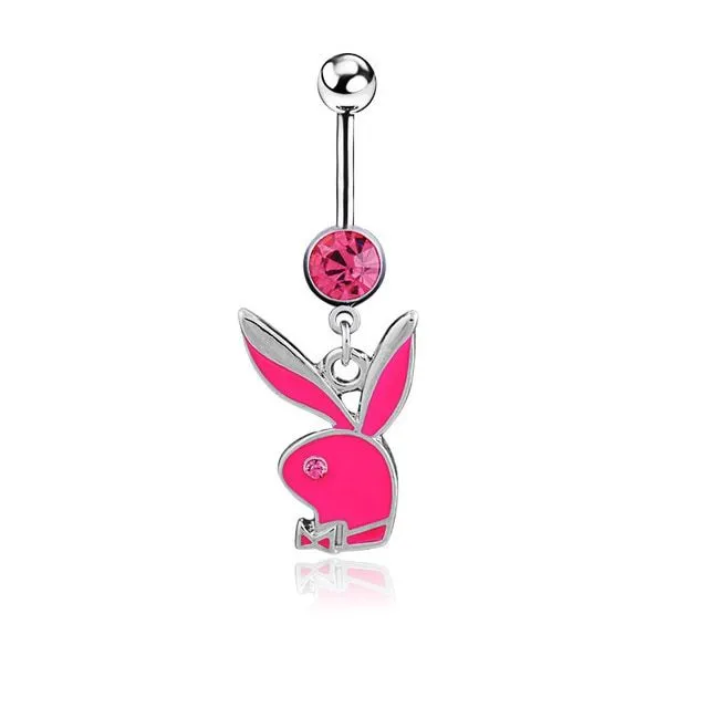 Moda piercing pępka z króliczkiem Playboya wiszący ornament